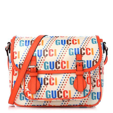 children's gucci messenger bag with star|GUCCI Coated Canvas Logo Star Print Childrens Messenger .